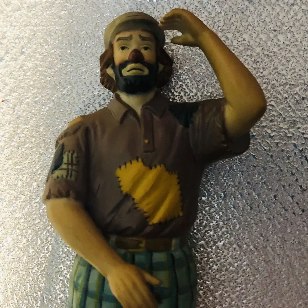 Emmett Kelly Jr 9614 Golfer  Flambro Clown Porcelain Figurine  1995 Vintage